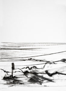Grenzwandler 2 - inbetween the lines 2 | 70 x 50 cm | Kohle auf Papier | 2018